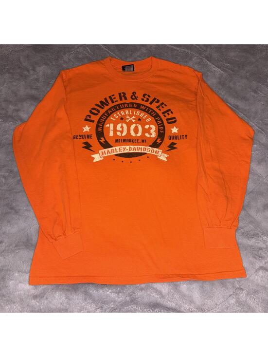 Harley-Davidson Other - Harley Davidson Orange Long Sleeve Hunter's Moon Lafayette, IN Medium Bikercore